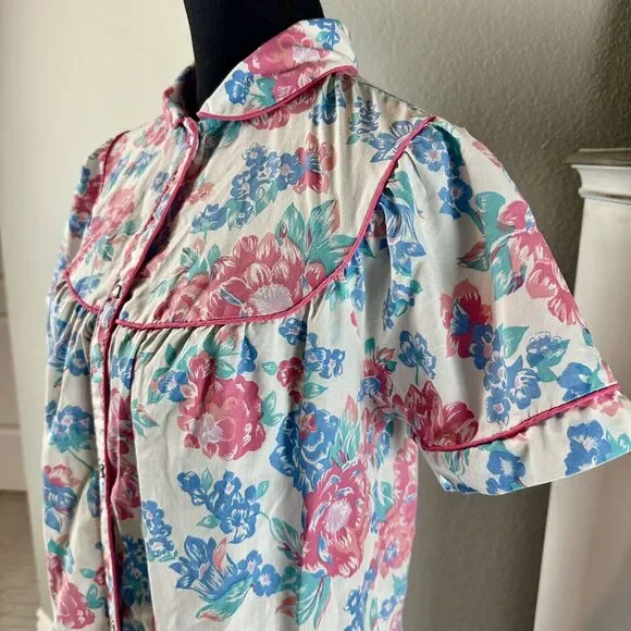 Vintage Lyn Anne Nightgown Size Med Floral CottageCore Grannycore Snap Collar - Picture 3 of 11